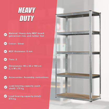 1.8M Warehouse Shelving Racking Steel Pallet Garage Shelves Metal Storage Rack