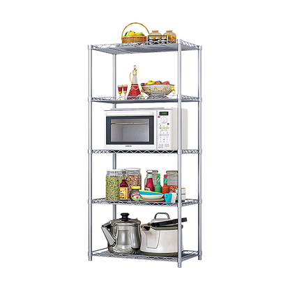 5 Tier Silver Metal Storage Rack Shelving Wire Shelf