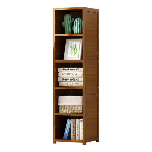 Bamboo 5-Shelf Bookcase – Tall Display Storage Rack Stand for Living Room, Bedroom, Office or Home Organisation