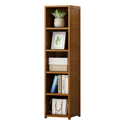 Bamboo 5-Shelf Bookcase – Tall Display Storage Rack Stand for Living Room, Bedroom, Office or Home Organisation