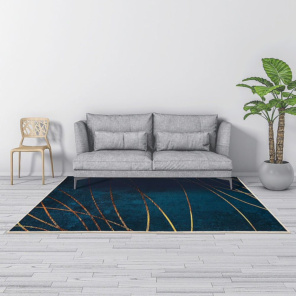 200x300cm Large Floor Teal Blue Rug – Modern Area Carpet for Bedroom, Living Room, Lounge or Home Décor Mat