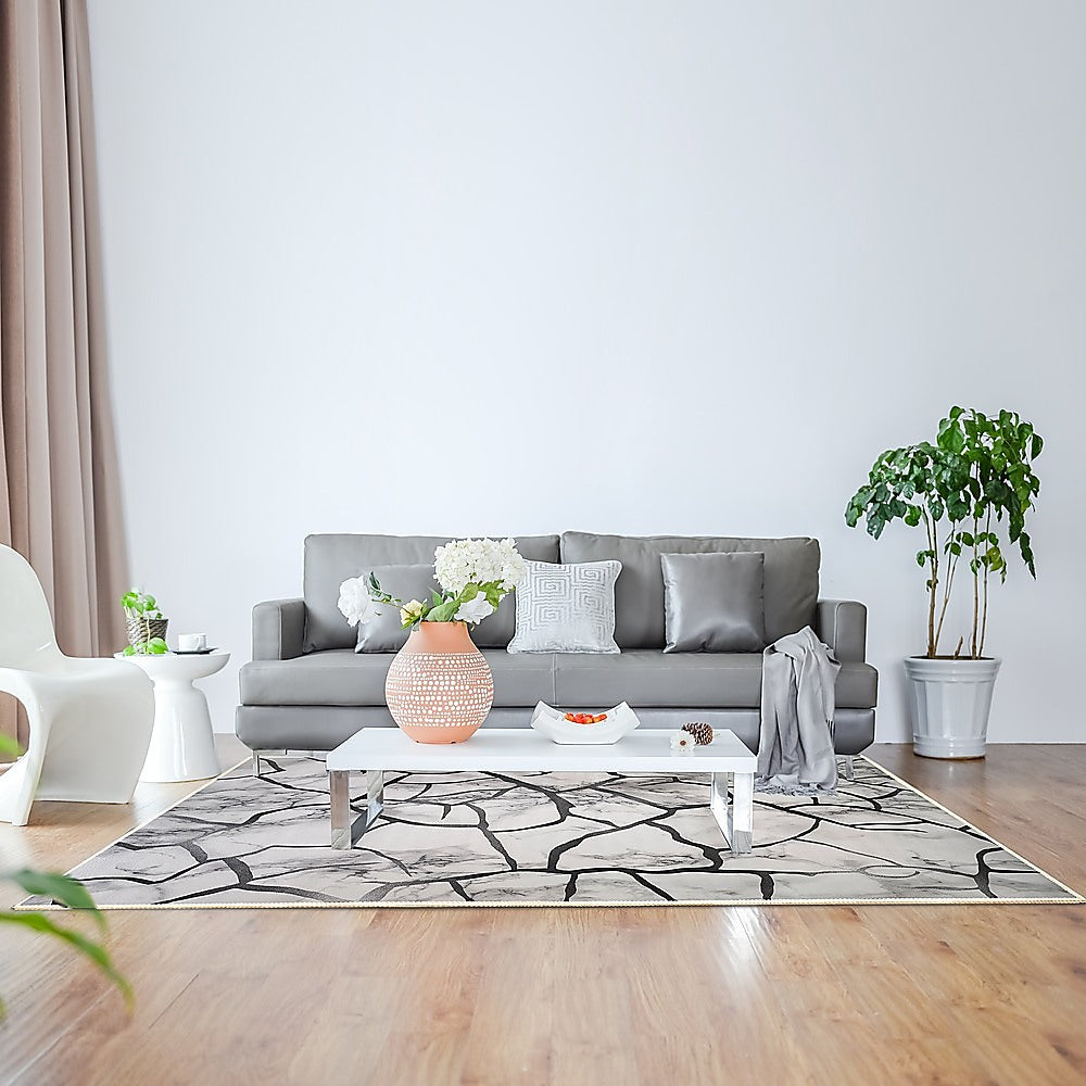 200x300cm Large Floor Gray Marble Rug – Modern Area Carpet for Bedroom, Living Room, Lounge or Home Décor Mat