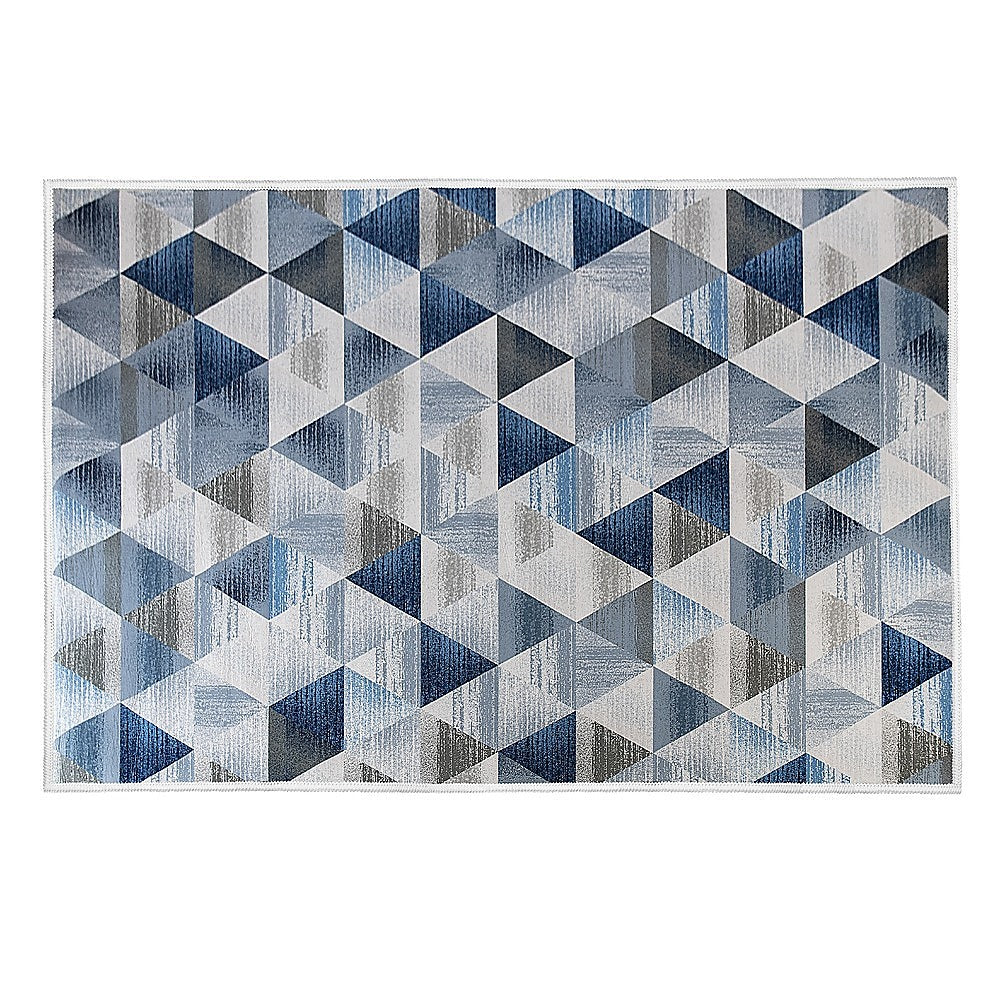 200x300cm Large Floor Blue Triangle Mirage Rug – Modern Area Carpet for Bedroom, Living Room, Lounge or Home Décor Mat