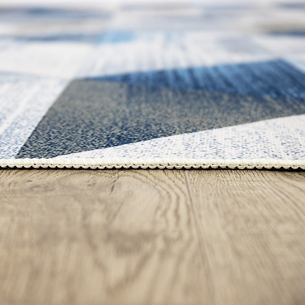 200x300cm Large Floor Blue Triangle Mirage Rug – Modern Area Carpet for Bedroom, Living Room, Lounge or Home Décor Mat