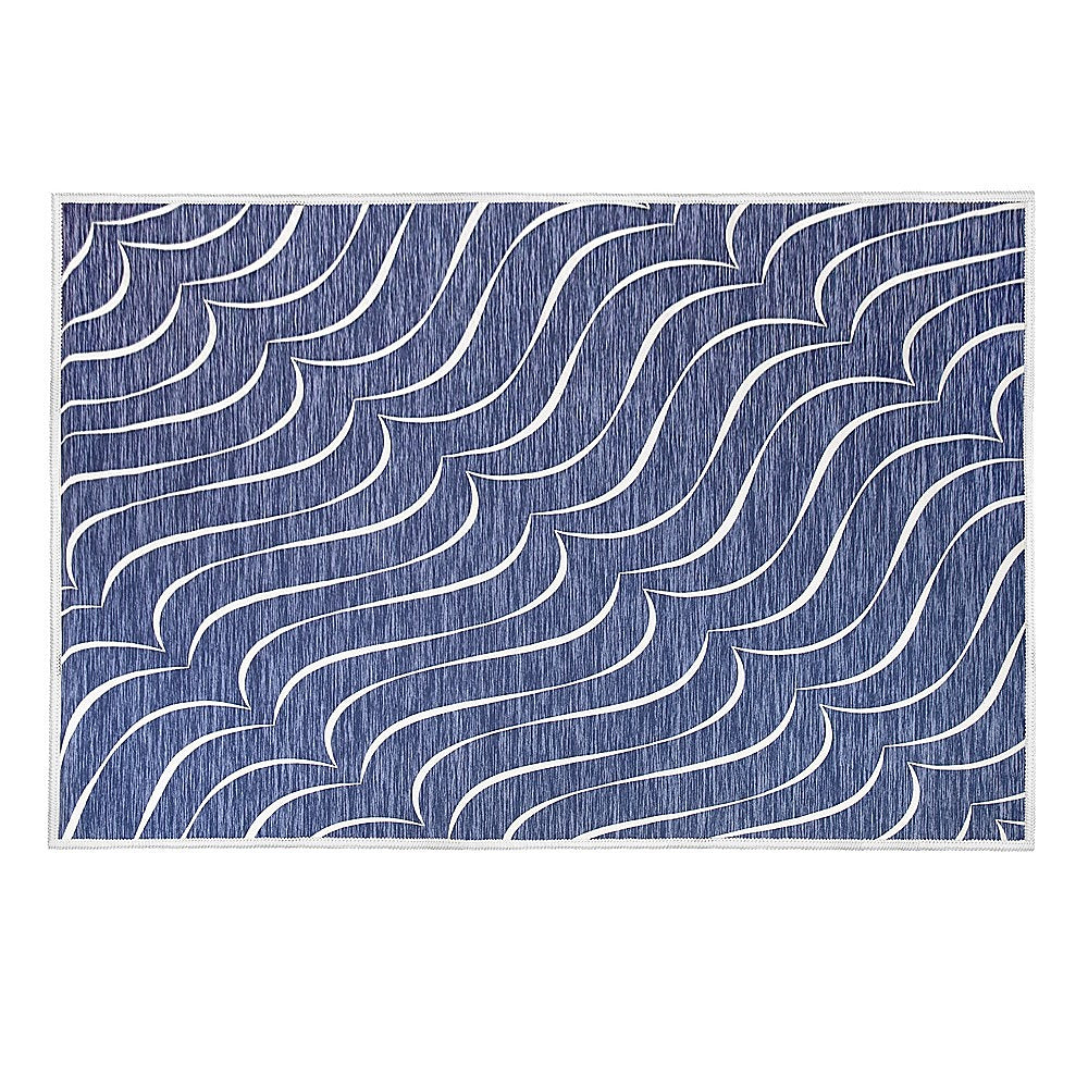 200x300cm Large Floor Blue Wave Lines Rug – Modern Area Carpet for Bedroom, Living Room, Lounge or Home Décor Mat