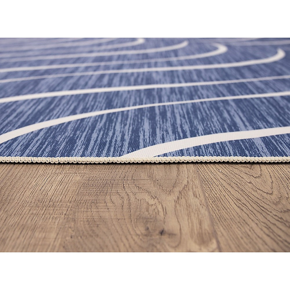 200x300cm Large Floor Blue Wave Lines Rug – Modern Area Carpet for Bedroom, Living Room, Lounge or Home Décor Mat