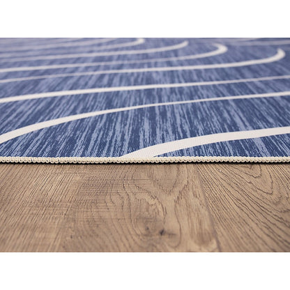 200x300cm Large Floor Blue Wave Lines Rug – Modern Area Carpet for Bedroom, Living Room, Lounge or Home Décor Mat