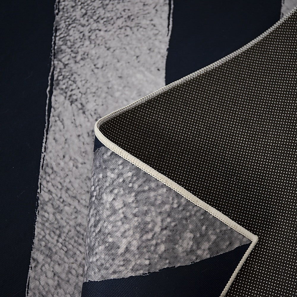 200x300cm Large Floor Blue Chevron Stripes Rug – Modern Area Carpet for Bedroom, Living Room, Lounge or Home Décor Mat