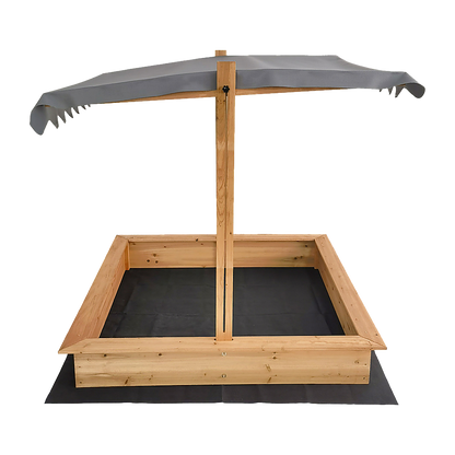 Kids Wooden Toy Sandpit with Adjustable Canopy
