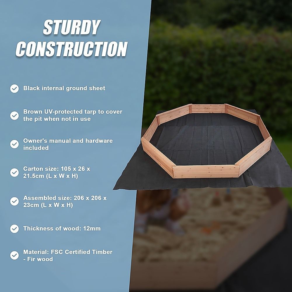 Kids Sand Pit Large Octagonal Wooden Sandpit