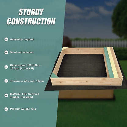 Wooden Kids Backyard Sandbox Children Outdoor Play Toy Sandpit