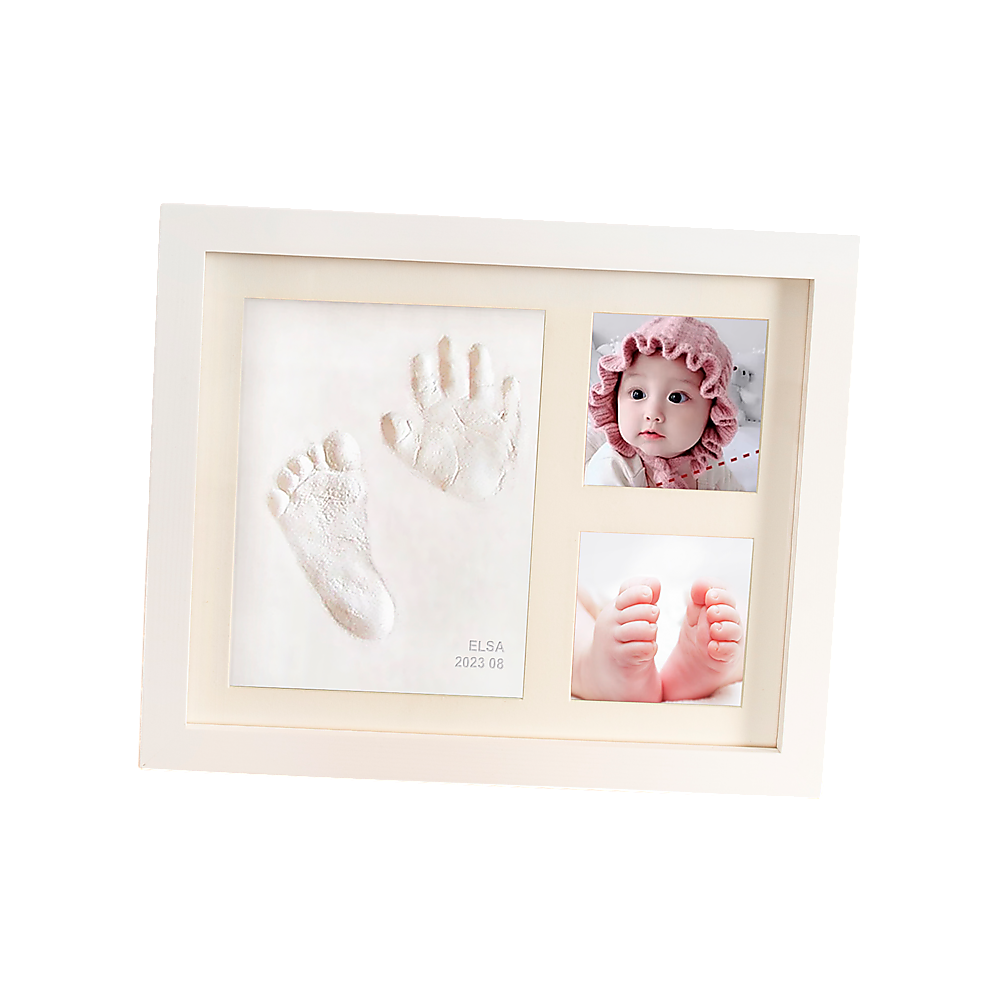 Baby Hand & Foot Print Clay Cast Kit Photo Picture Frame Christening Gift