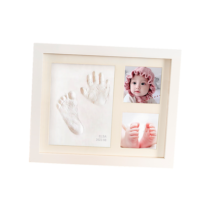 Baby Hand & Foot Print Clay Cast Kit Photo Picture Frame Christening Gift