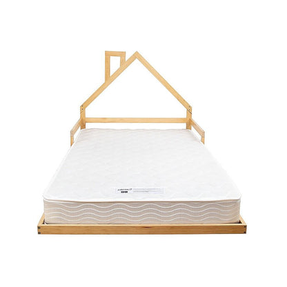 Pine Wood Floor Bed House Frame for Kids and Toddlers