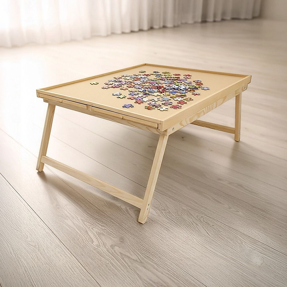 1500 Piece Wooden Jigsaw Puzzle Table – 67x87cm Puzzle Board with Folding Legs