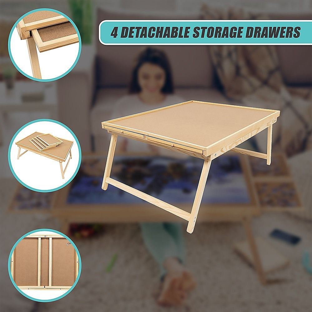1500 Piece Wooden Jigsaw Puzzle Table – 67x87cm Puzzle Board with Folding Legs