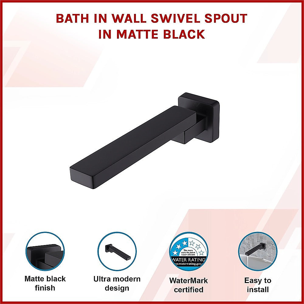 Bath In Wall Swivel Spout in Matte Black