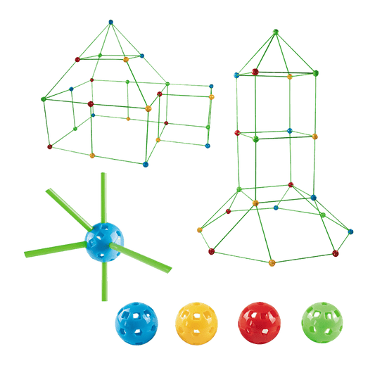 217pcs Kids Construction Fort Building Kit Castles 3D Play House Tent Toys