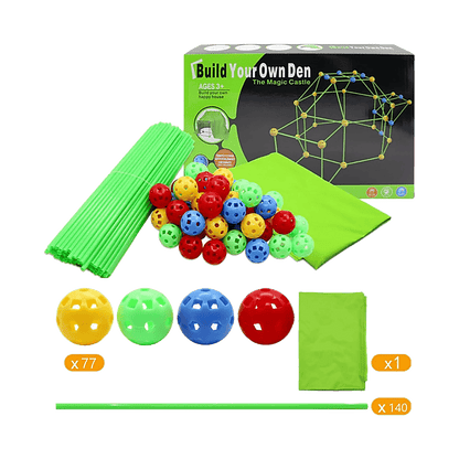 217pcs Kids Construction Fort Building Kit Castles 3D Play House Tent Toys