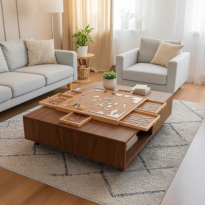 1500 Piece Rotating Wooden Jigsaw Puzzle Table 6 Drawers Board