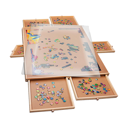 1500 Piece Rotating Wooden Jigsaw Puzzle Table 6 Drawers Board