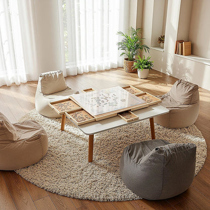 1500 Piece Rotating Wooden Jigsaw Puzzle Table 6 Drawers Board