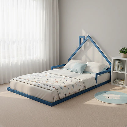 Pine Wood Floor Bed House Frame for Kids and Toddlers