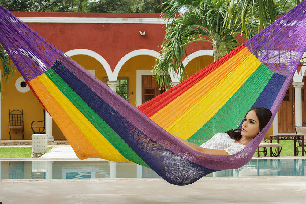 Cotton Mexican Hammock – Rainbow – King Size