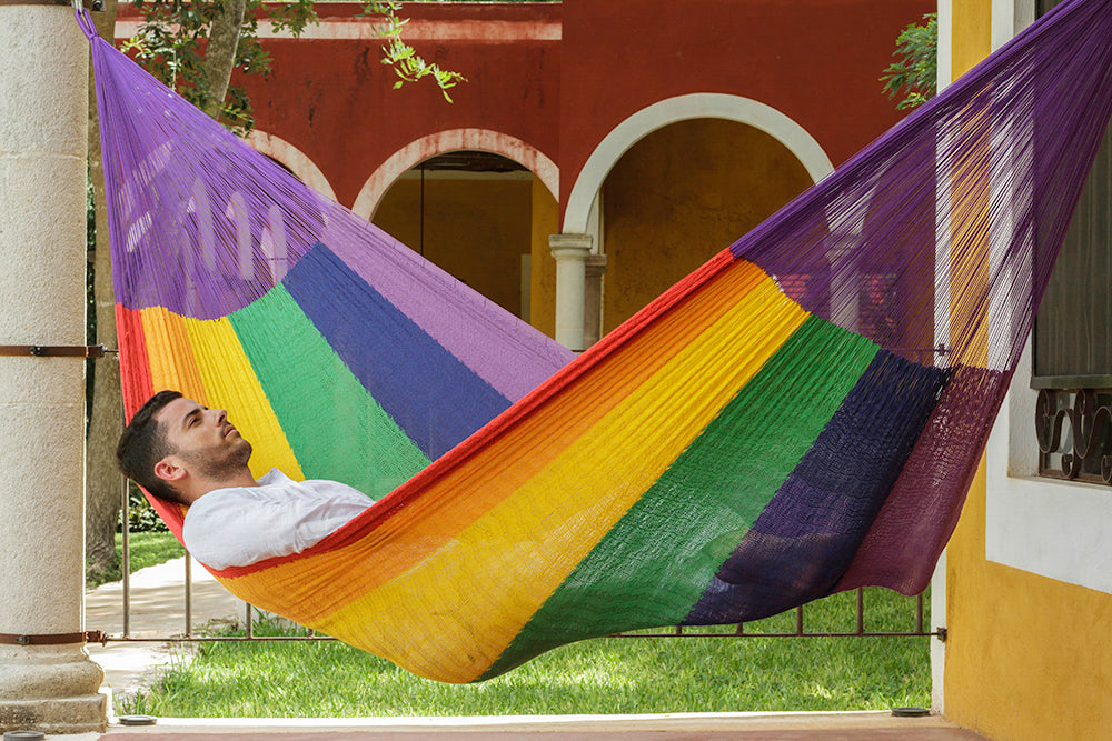 Cotton Mexican Hammock – Rainbow – King Size