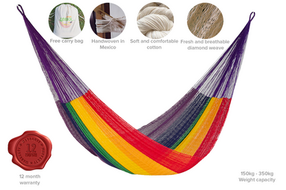 Cotton Mexican Hammock – Rainbow – King Size