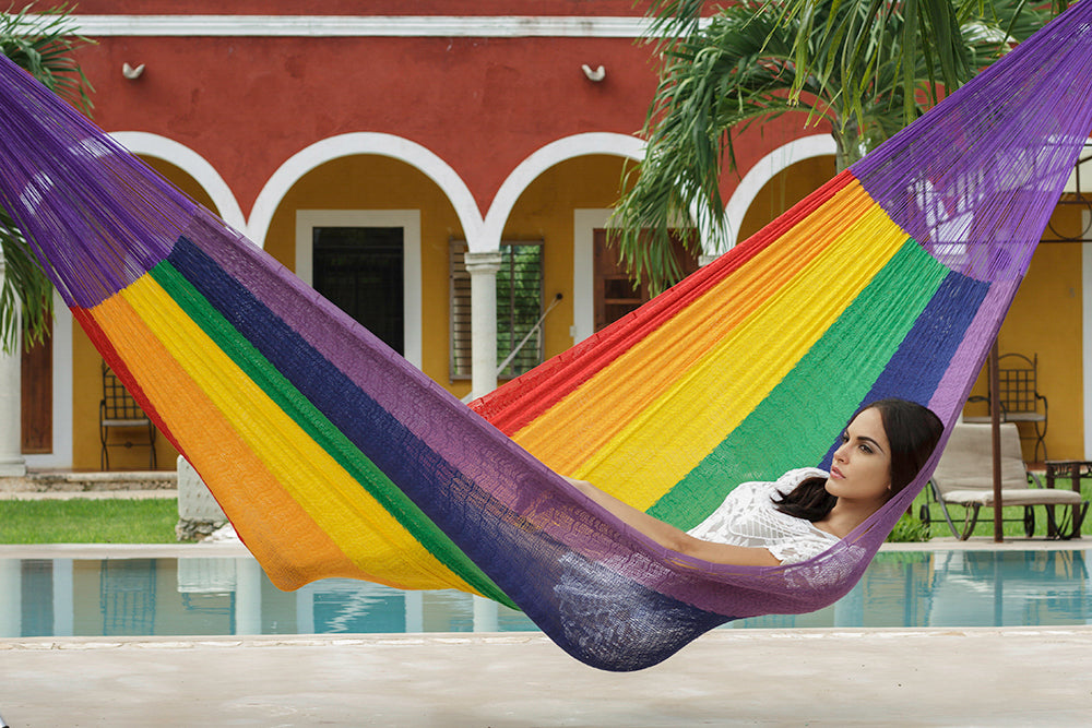 Cotton Mexican Hammock – Rainbow – King Size