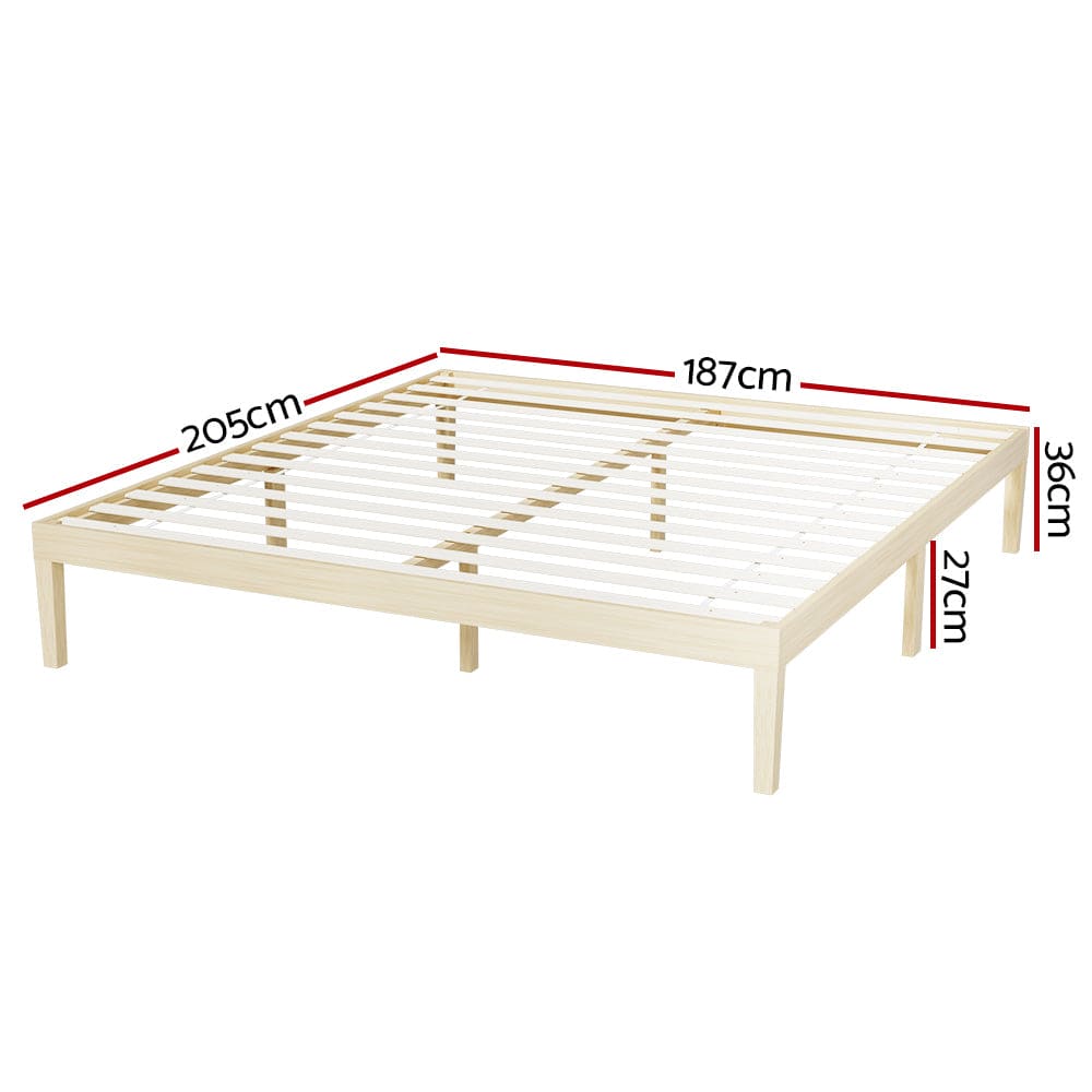 Artiss Bed Frame King Size Wooden Base Mattress Platform Timber Pine BRUNO