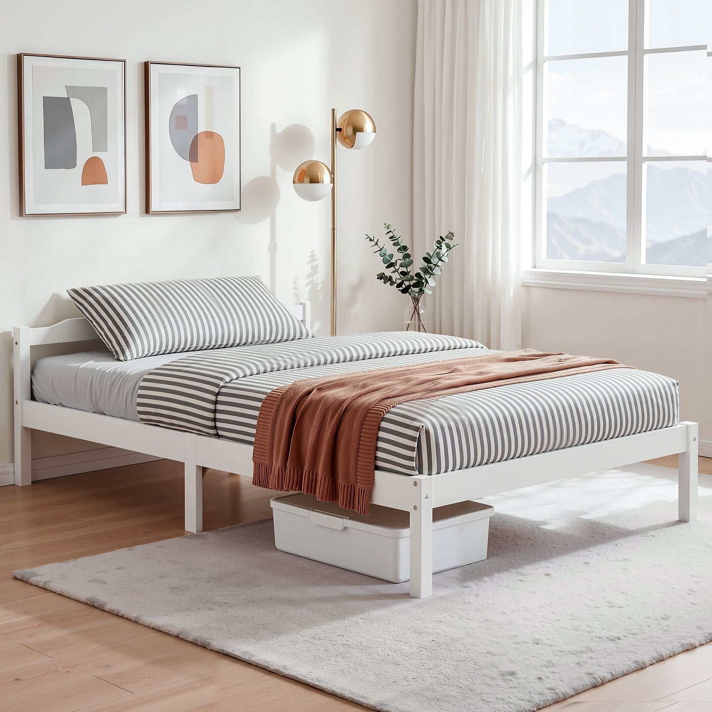 Artiss Bed Frame Double Size Wooden White LEXI