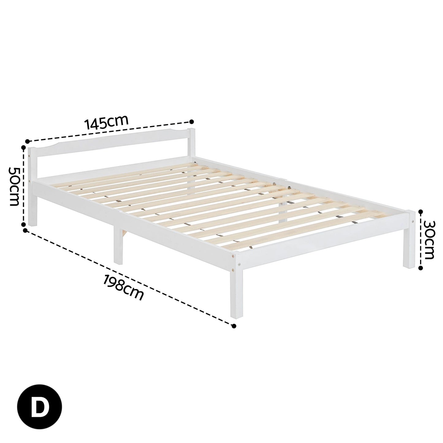 Artiss Bed Frame Double Size Wooden White LEXI