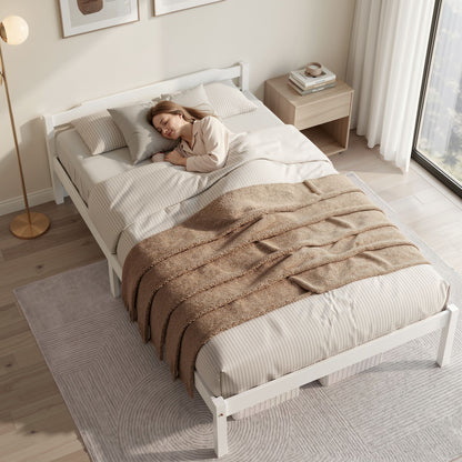 Artiss Bed Frame Double Size Wooden White LEXI