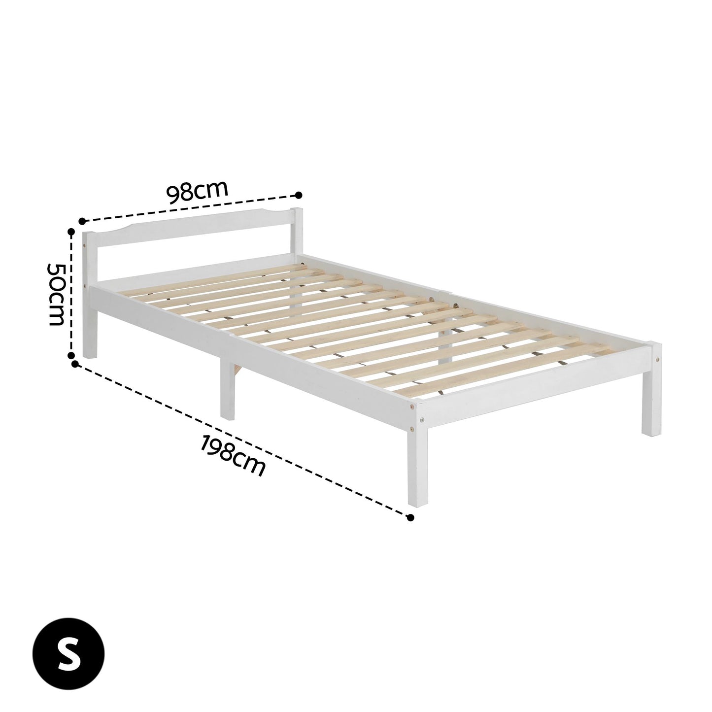 Artiss Bed Frame Single Size Wooden White LEXI