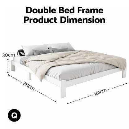 Artiss Bed Frame Queen Size Wooden White JADE