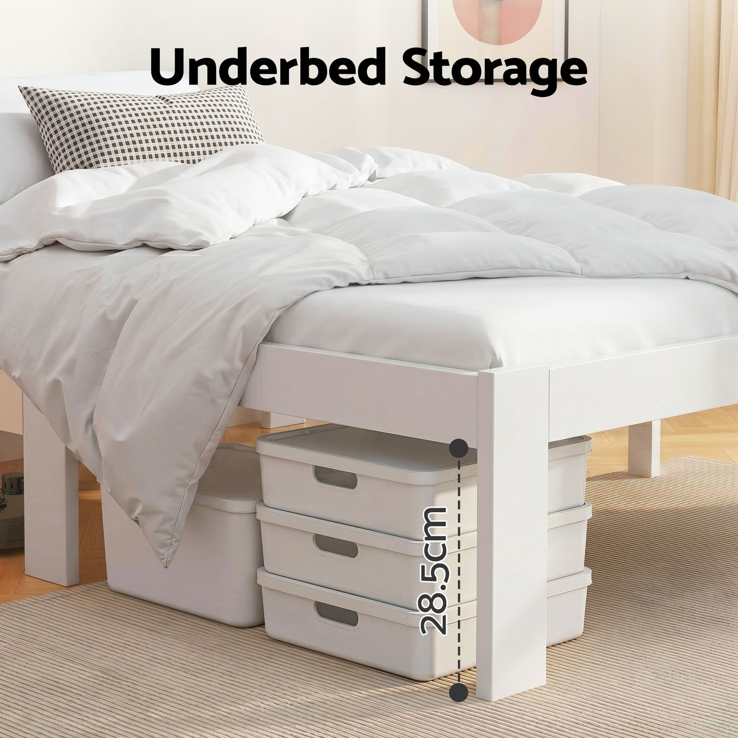 Artiss Bed Frame Queen Size Wooden White JADE