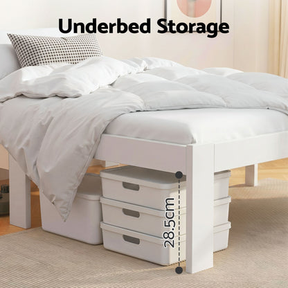Artiss Bed Frame Queen Size Wooden White JADE