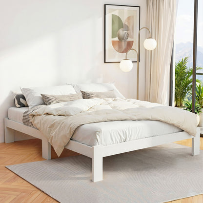Artiss Bed Frame Queen Size Wooden White JADE