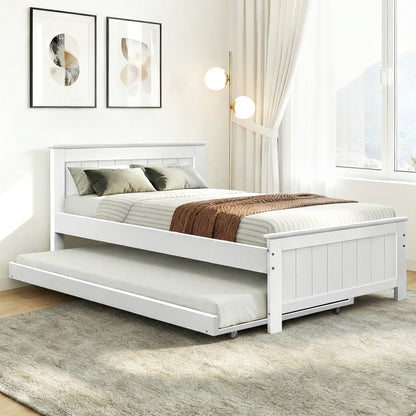 Artiss Bed Frame King Single Size Wooden Trundle Daybed White ELVIS