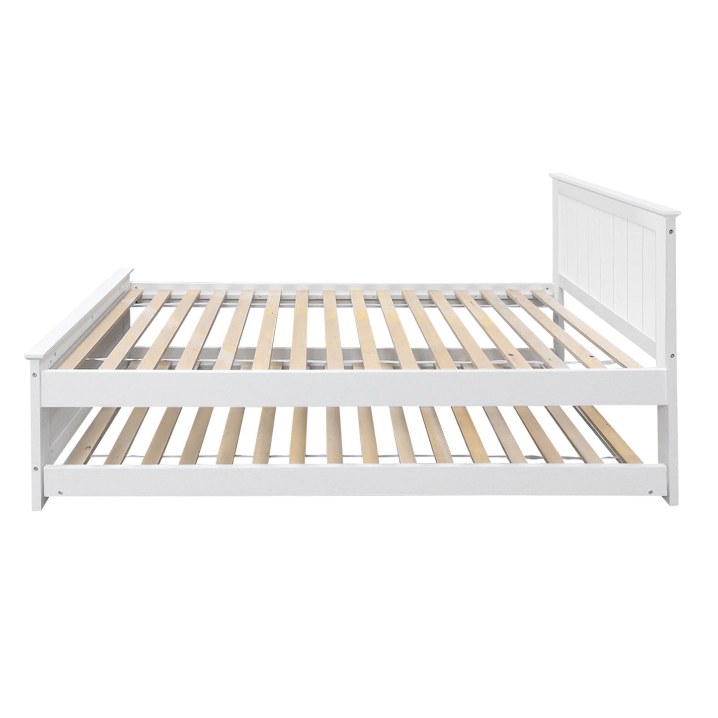 Artiss Bed Frame King Single Size Wooden Trundle Daybed White ELVIS