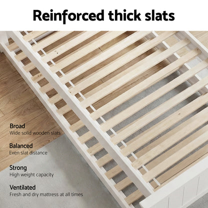 Artiss Bed Frame King Single Size Wooden Trundle Daybed White ELVIS