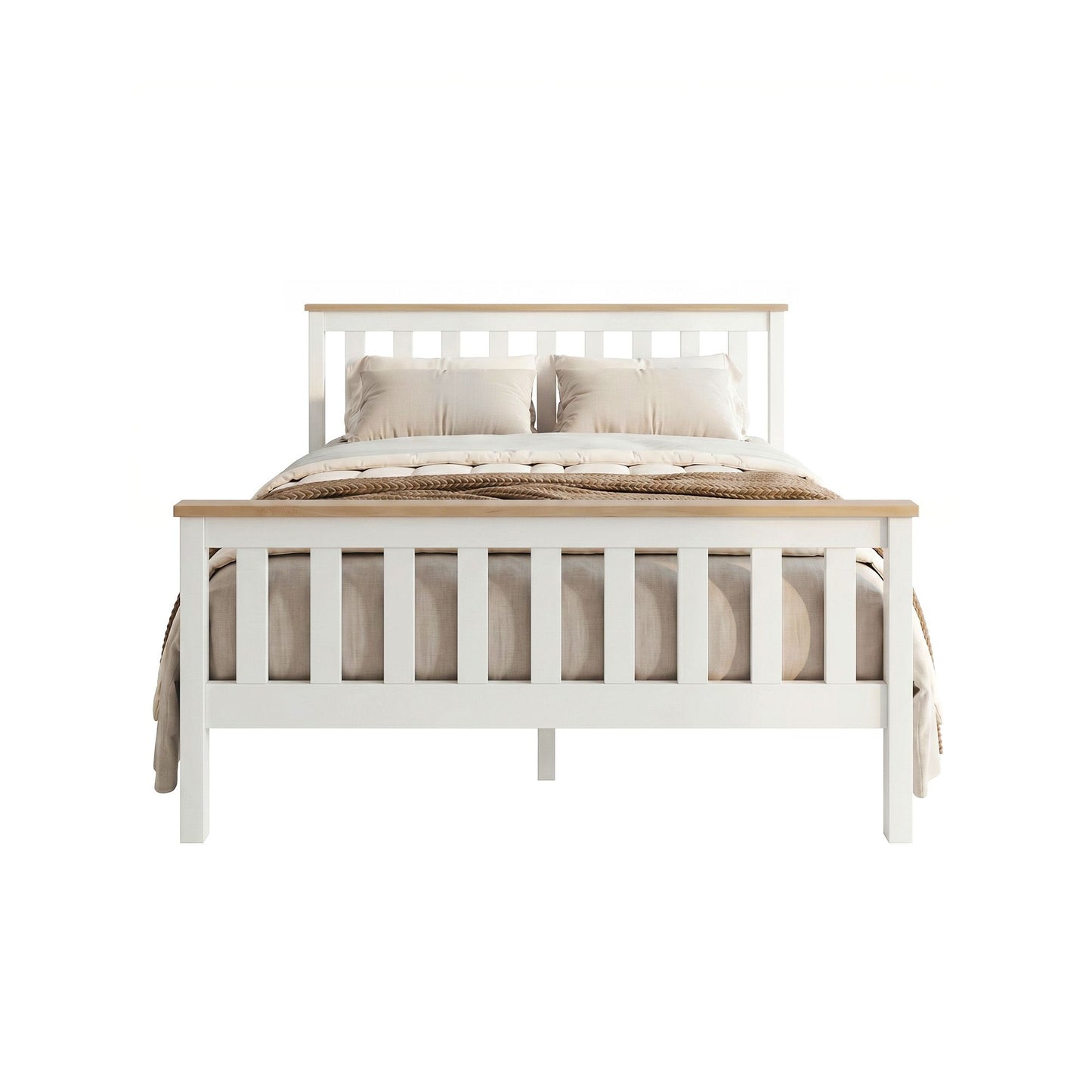 Artiss Bed Frame Double Size Wooden White PONY