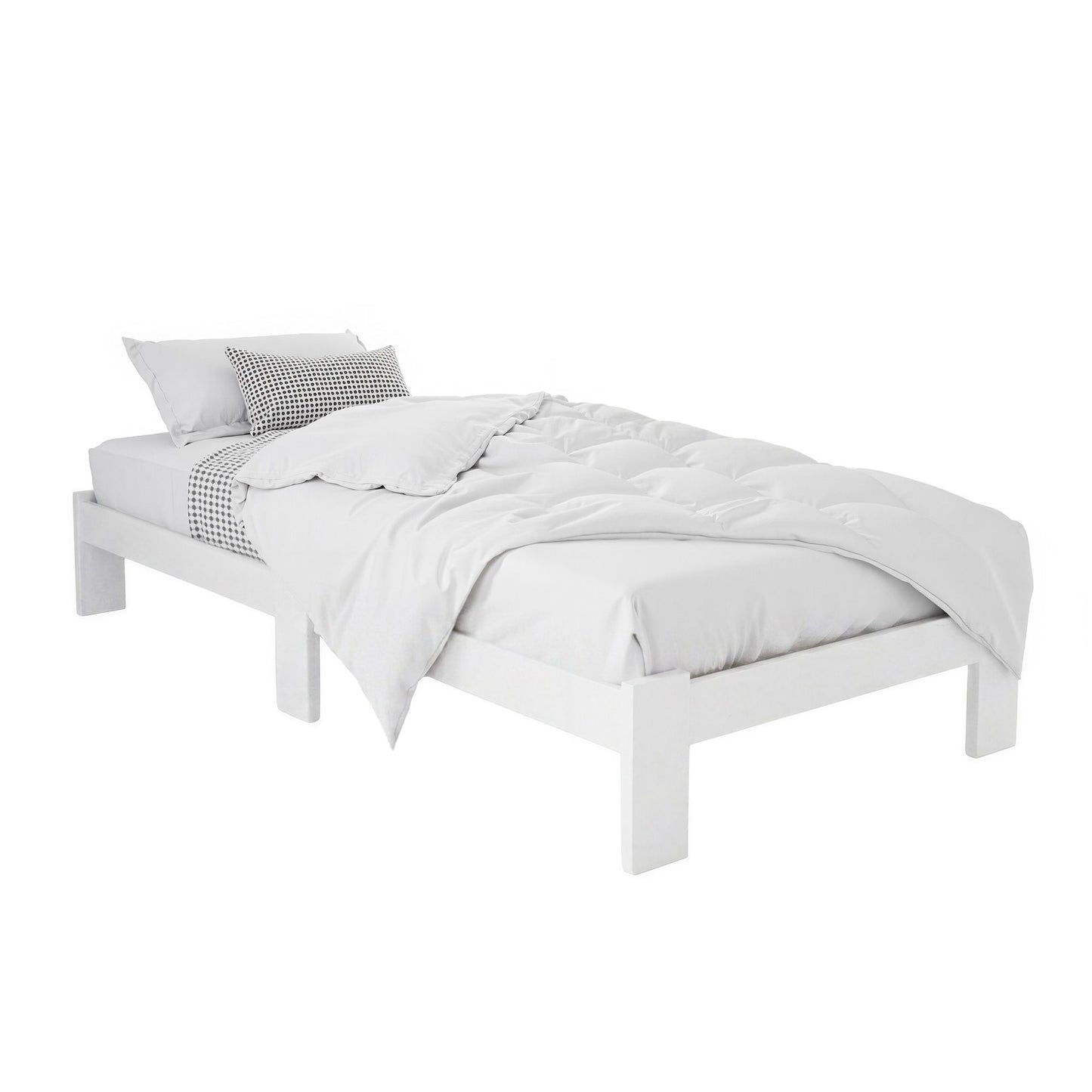 Artiss Bed Frame King Single Size Wooden White JADE