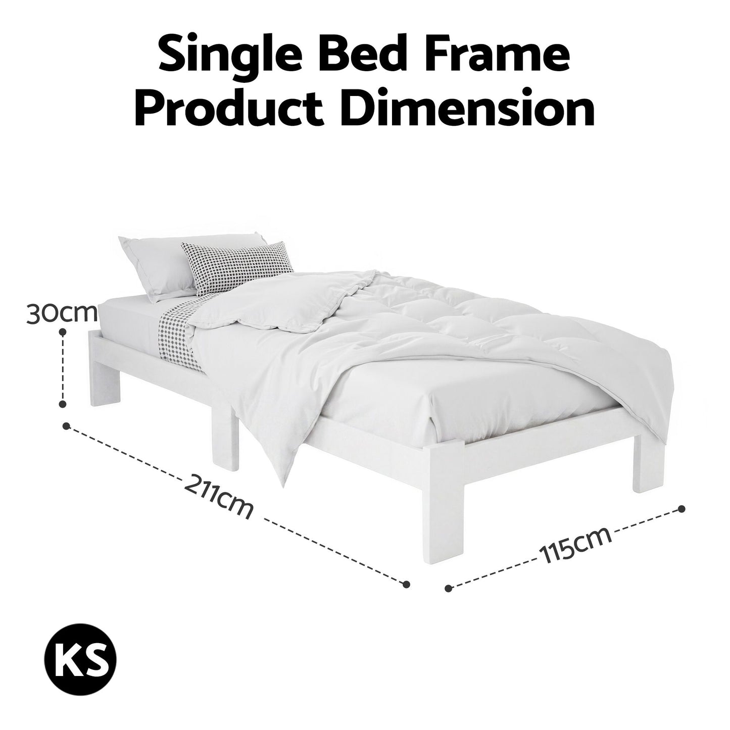 Artiss Bed Frame King Single Size Wooden White JADE