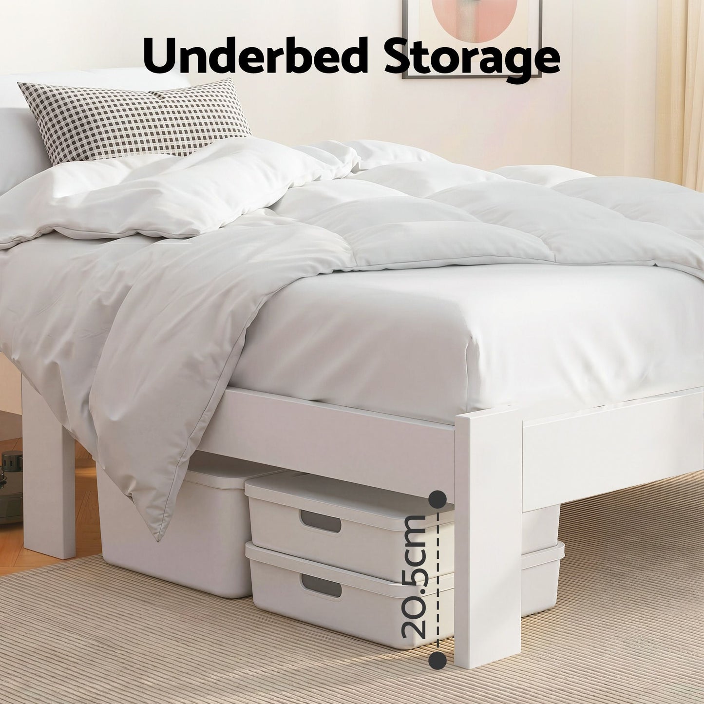 Artiss Bed Frame King Single Size Wooden White JADE