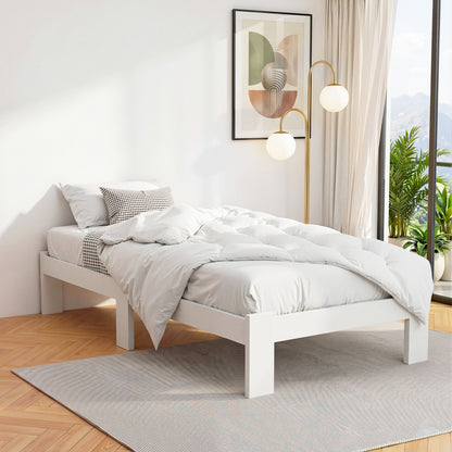 Artiss Bed Frame King Single Size Wooden White JADE