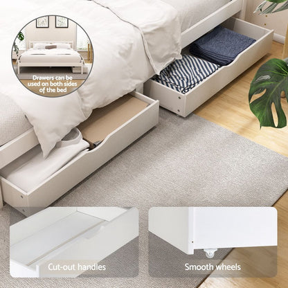 Artiss Bed Frame Queen Size Wooden Platform with 2 Storage Drawers White
