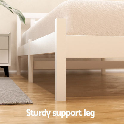 Artiss Bed Frame Queen Size Wooden Platform with 2 Storage Drawers White